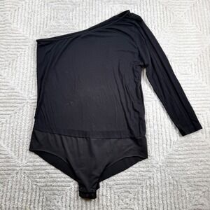 L'AGENCE One Shoulder Bodysuit Women L Black Date Night Out Quiet Luxury Top